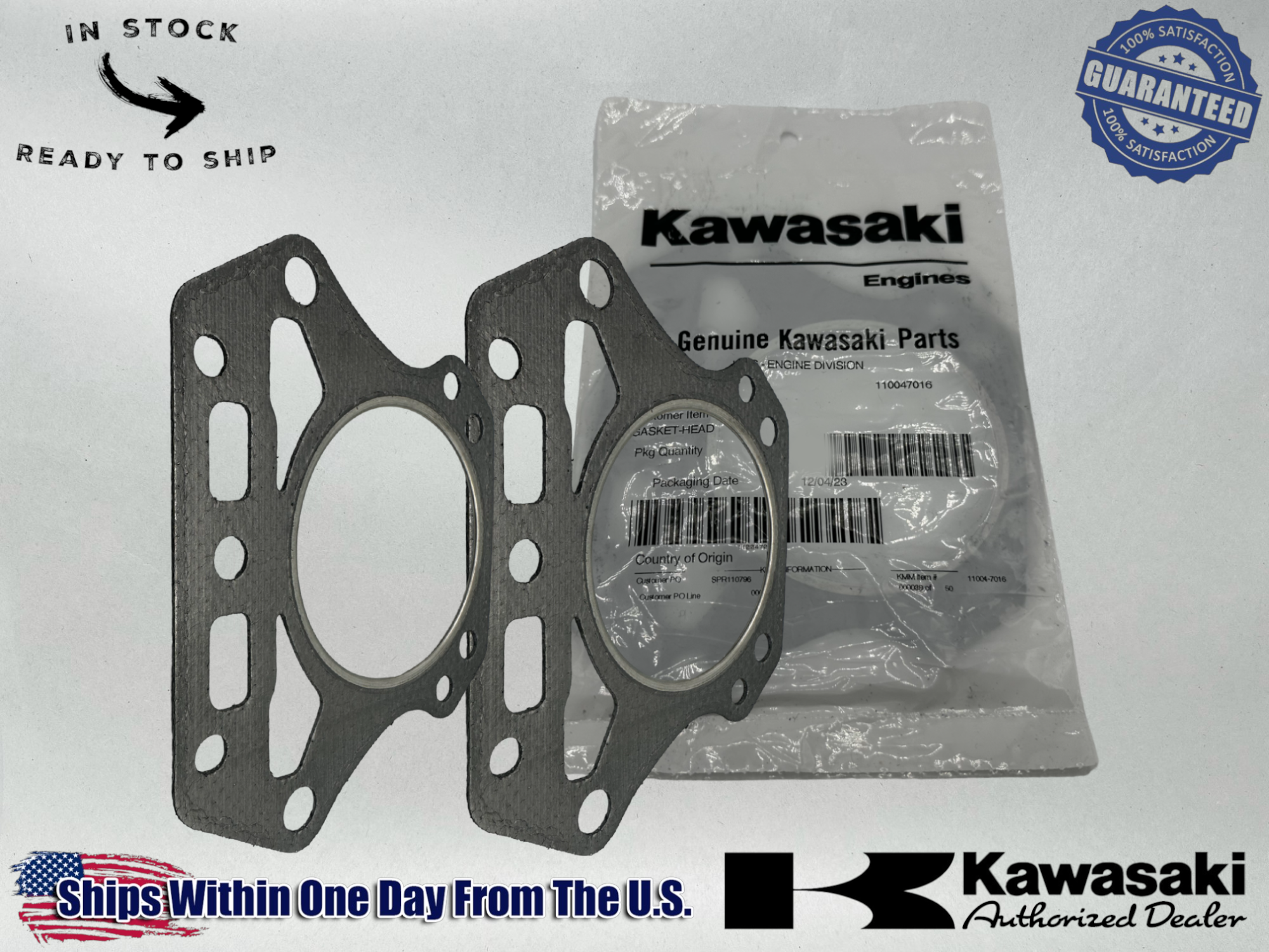 2 Kawasaki 11004-7016 Cylinder Head Gaskets, FH541V, FH580V, 11C10