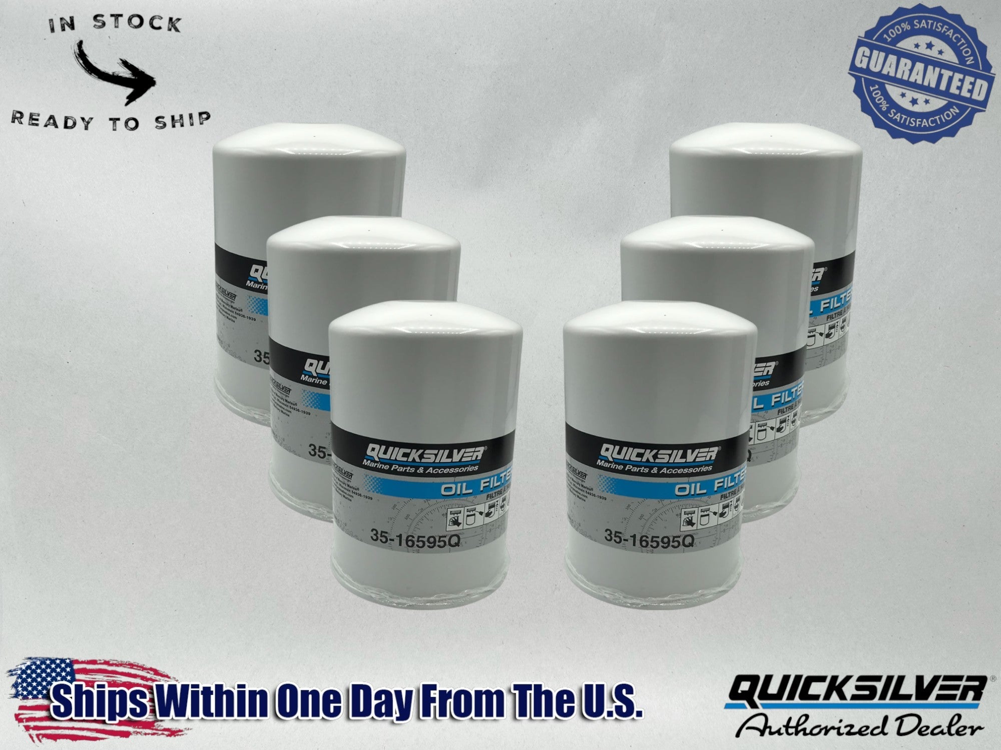 Quicksilver Genuine OEM Authentic Oil Filters 35-16595Q 6 Pack