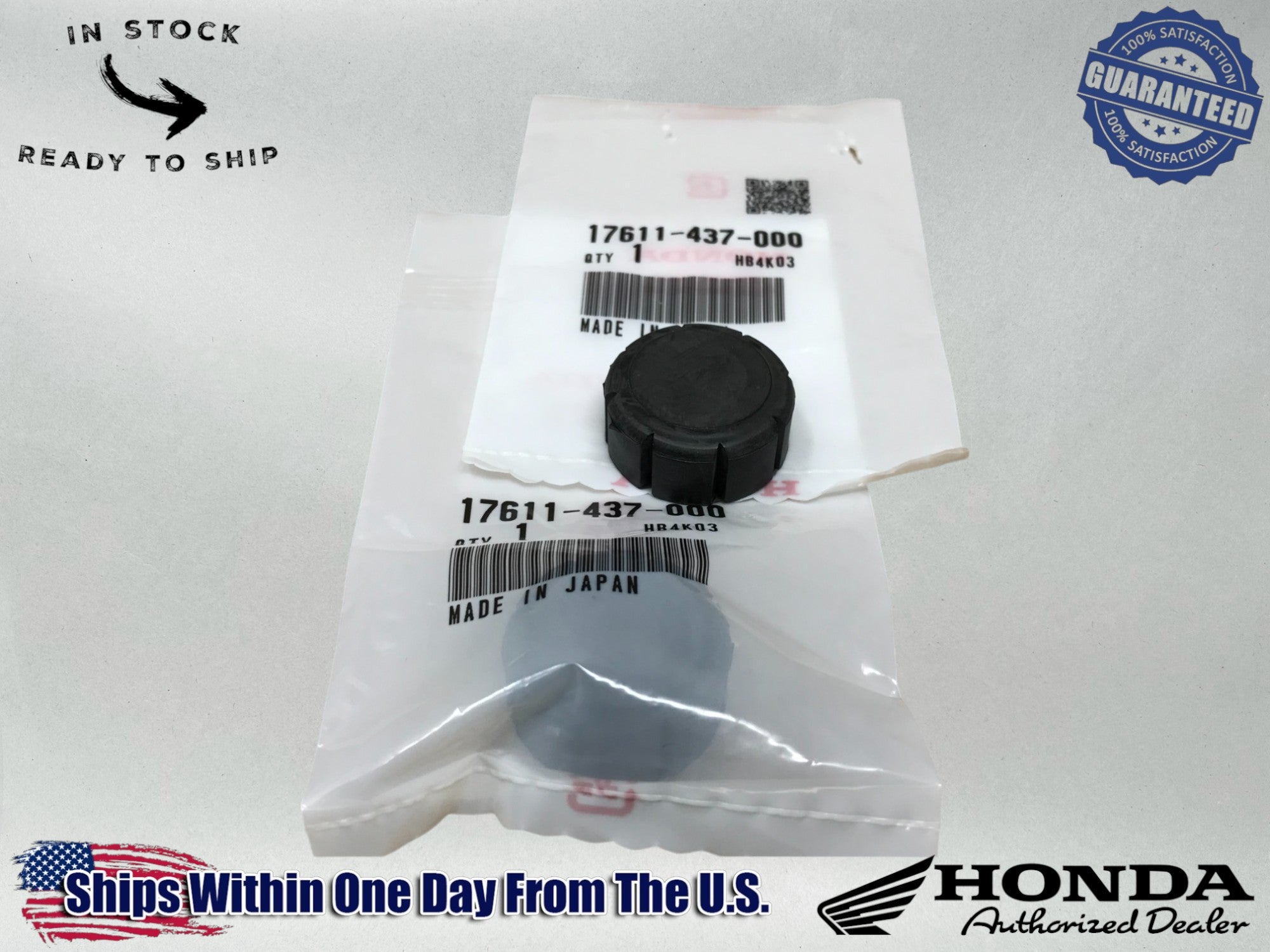 2 Honda Genuine OEM Authentic Gas Fuel Tank Rubber 17611-437-000