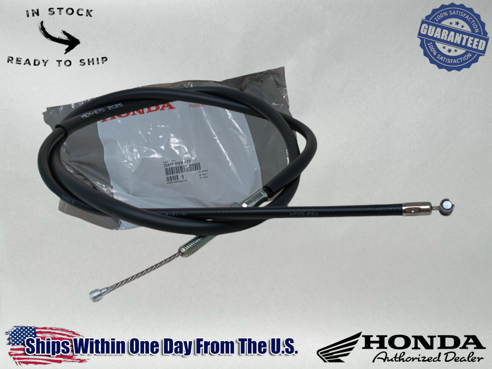Honda Genuine OEM Authentic Clutch Control Cable 22870-MEM-670