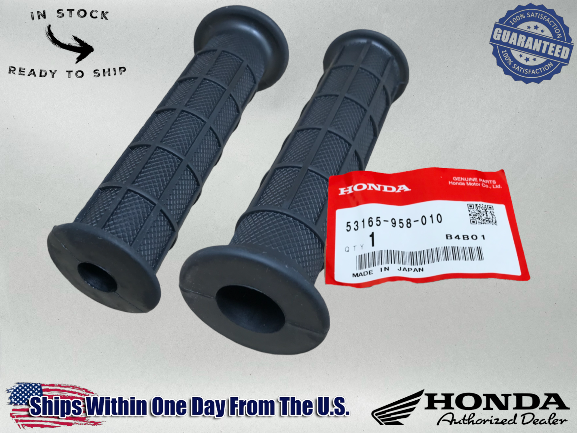 2 Honda OEM 7/8 Handlebar Bar Grips 82-87 ATC200 ATC250 Big Red 53165-958-010