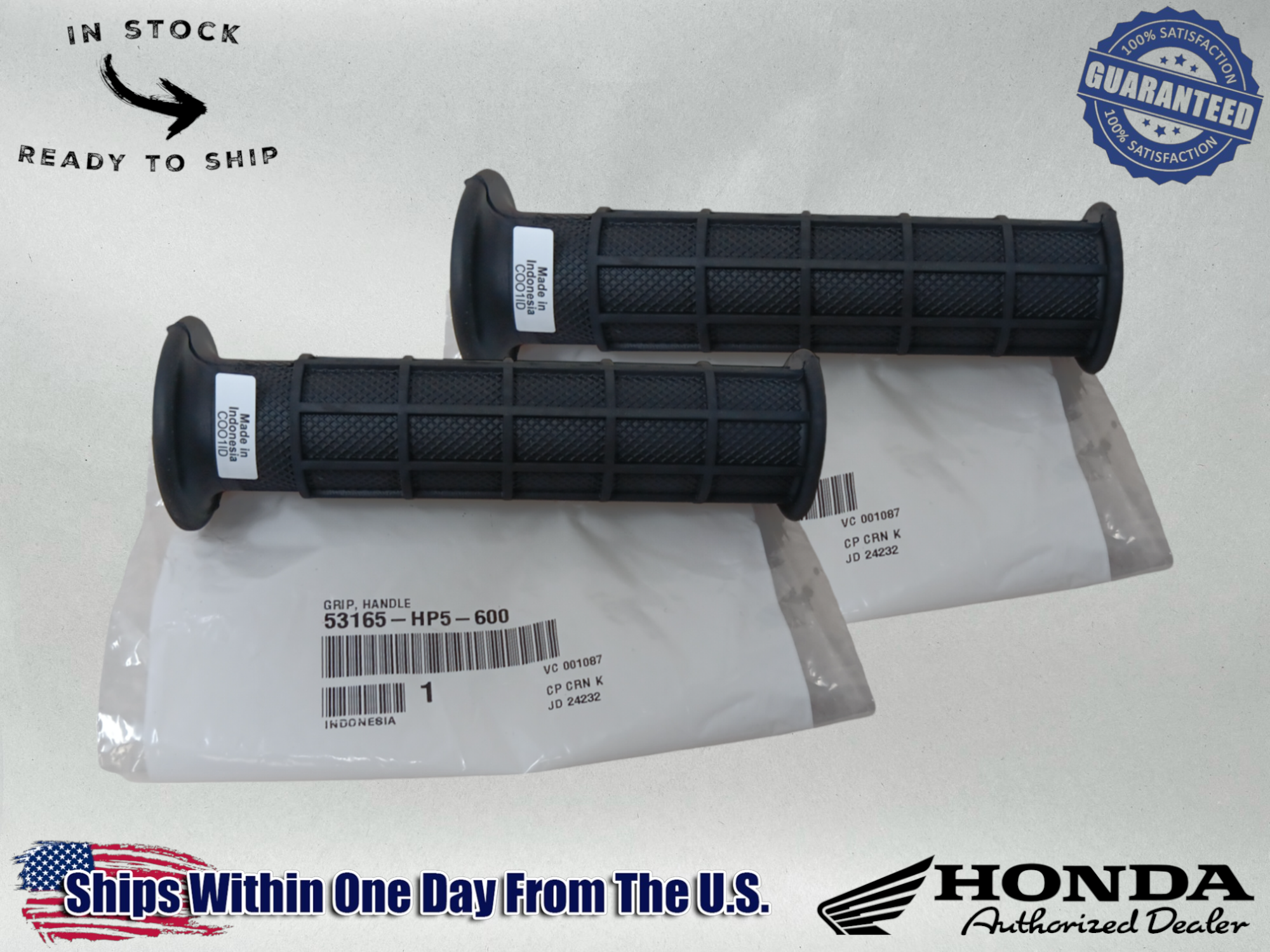 2 Honda Genuine OEM Authentic Hand Grips Atc 53165-HP5-600