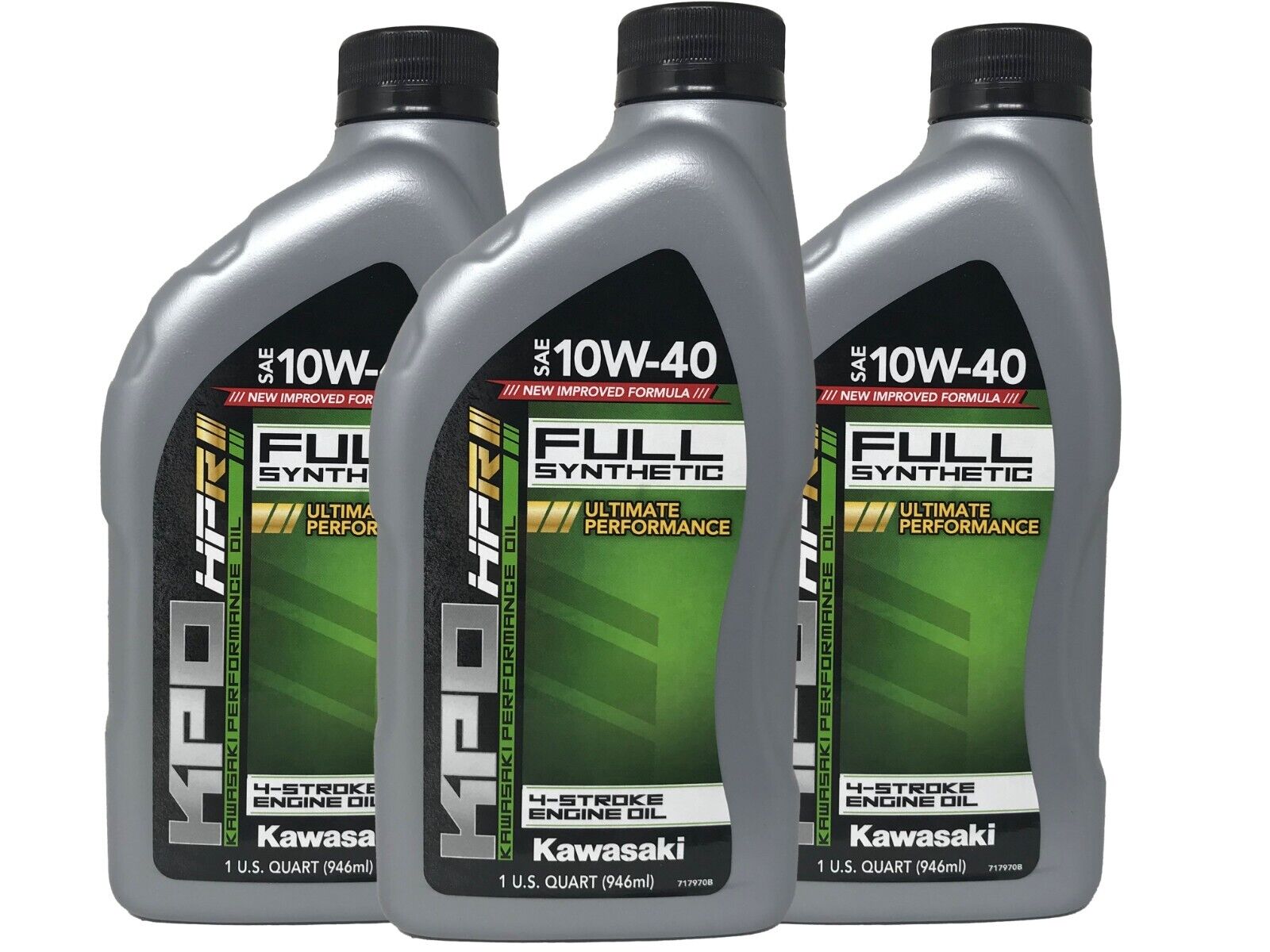 Kawasaki Genuine OEM KPO Full Synthetic 10W-40 Oil Quart K61021-500-01Q - 3 Pack