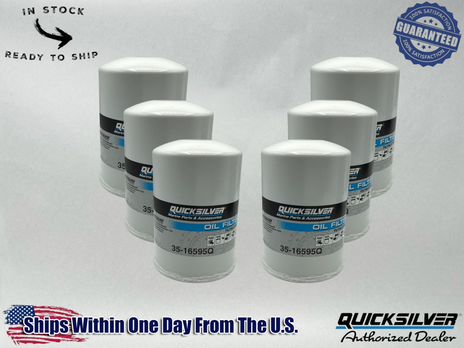 Quicksilver Genuine OEM Authentic Oil Filters 35-16595Q 6 Pack