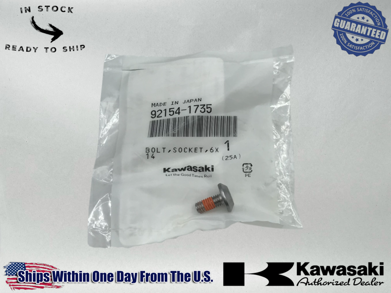kawasaki Genuine OEM Authentic BoltSocket6x14 92154-1735
