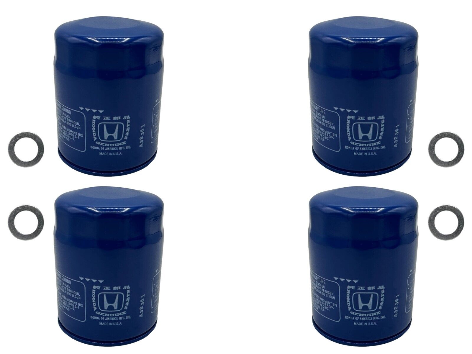 Cyclemax 4 Pack for Honda Genuine OEM Authentic Oil Filter includes 14mm Washer