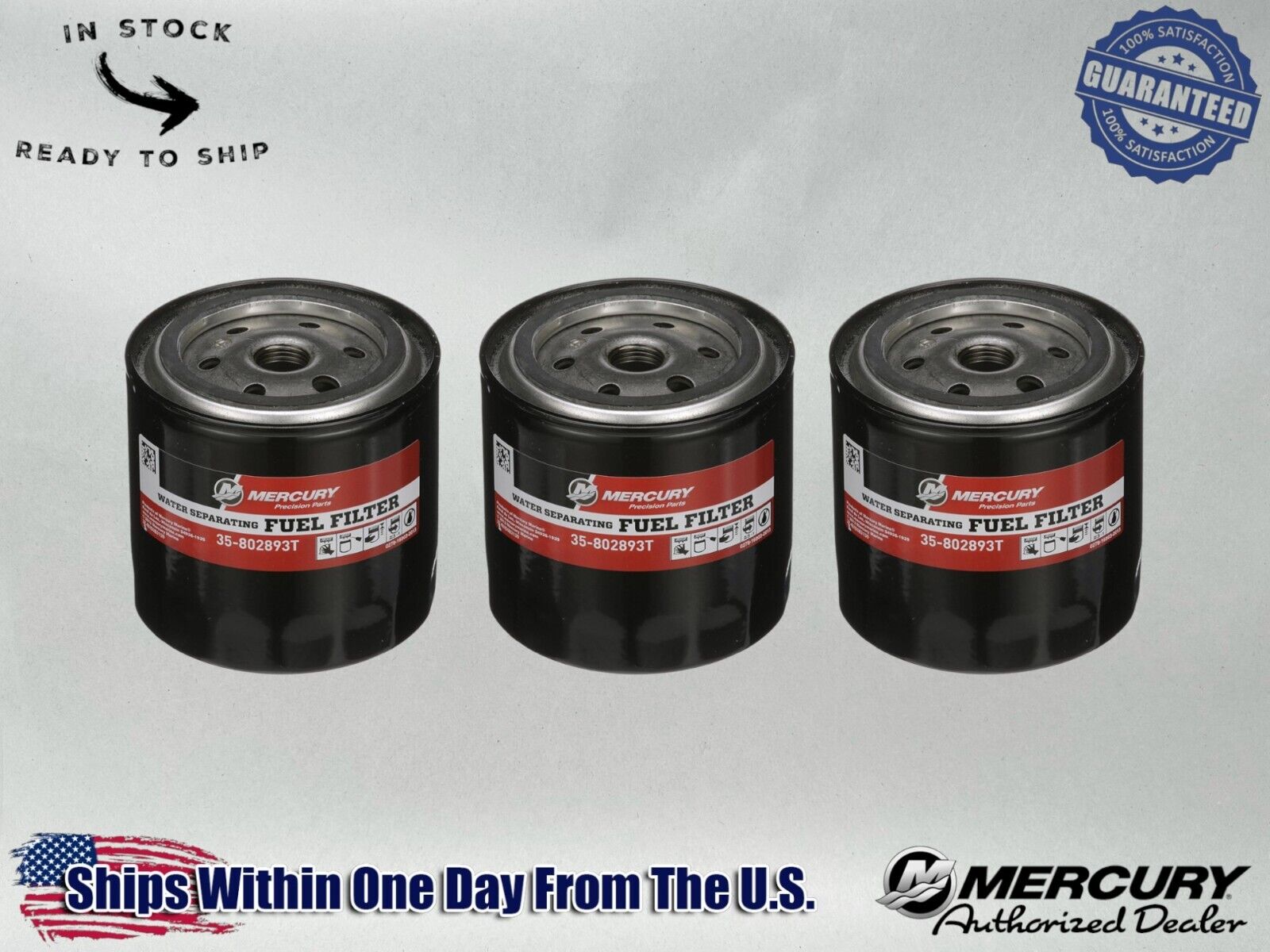 OEM Water Sep Fuel Filter for Mercury and MerCruiser RM Systems 802893T-3PACK