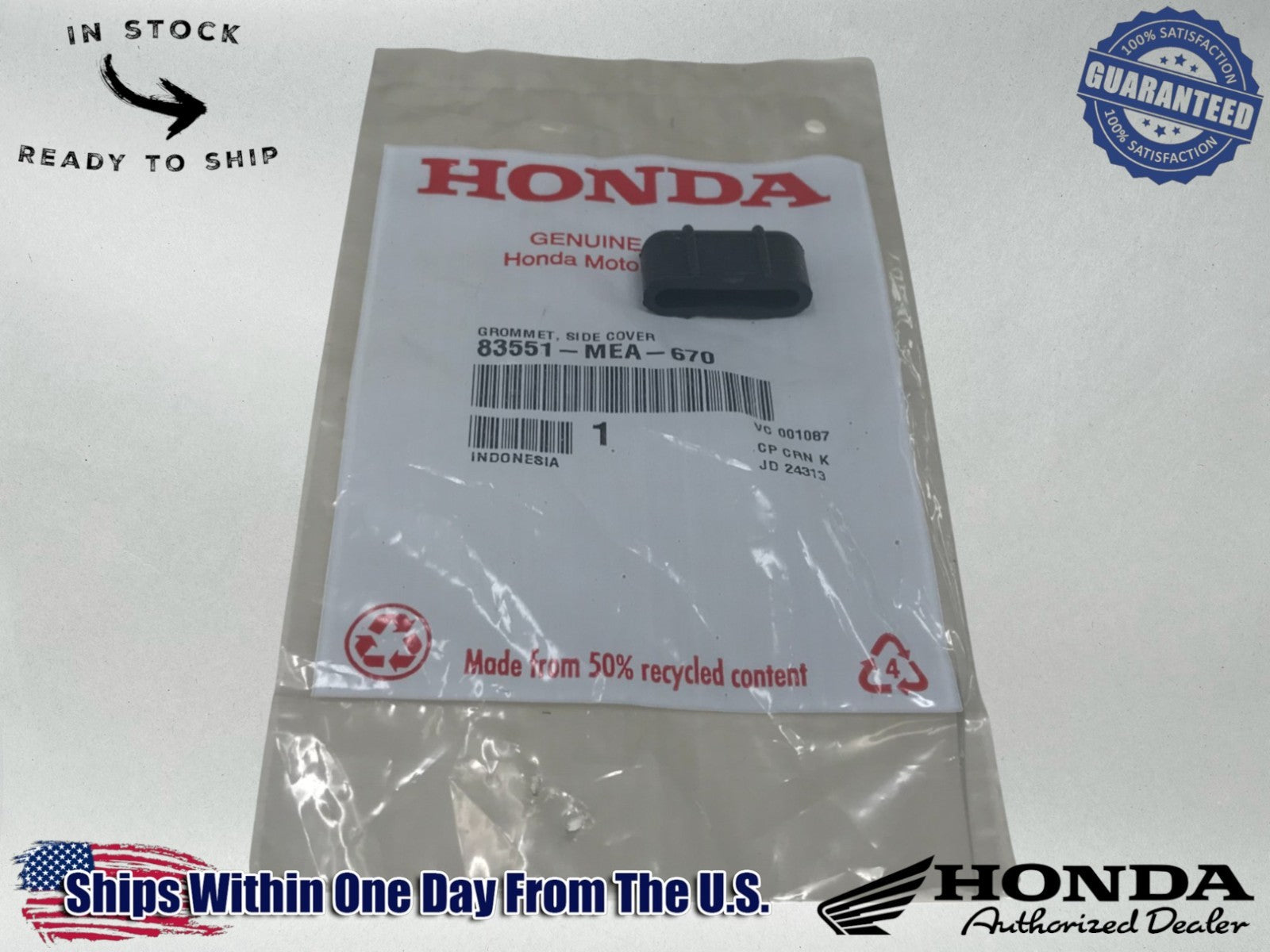 Honda OEM Side Cover Grommet VTX1300 C VTX1300R VTX1300S Rubber 83551-MEA-670