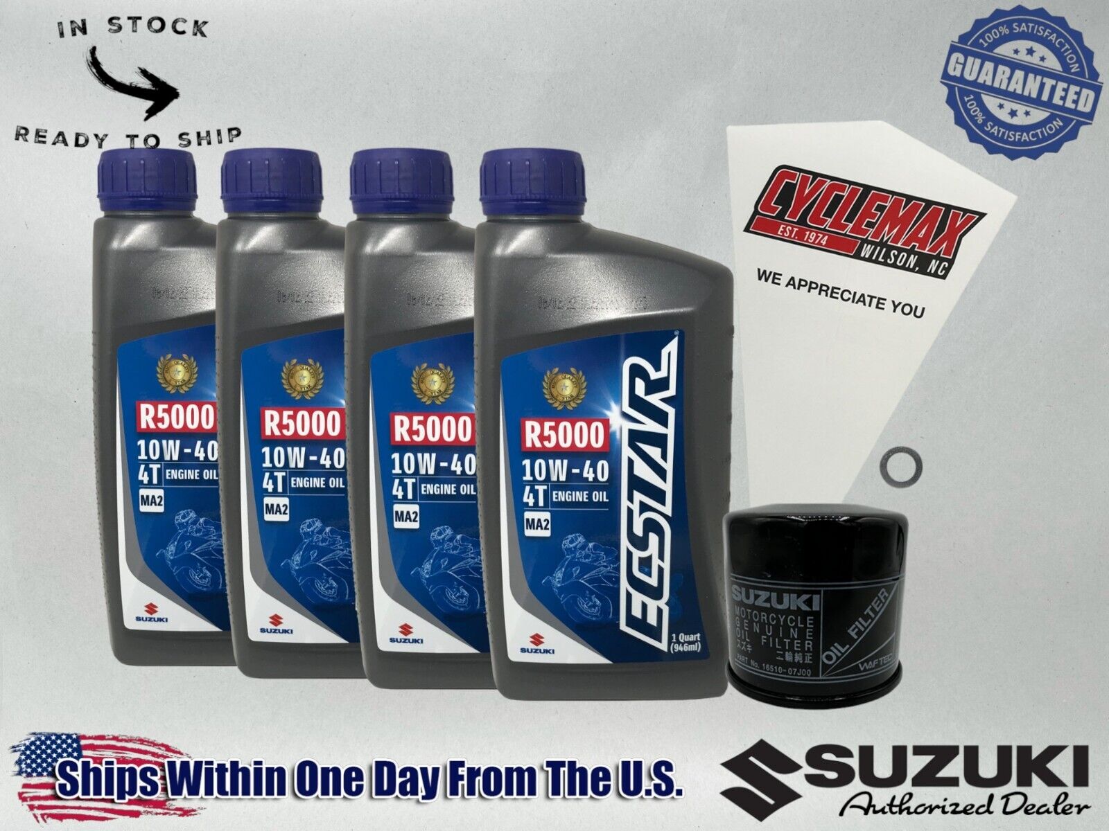 Cyclemax Ecstar R5000 Oil Change Kit fits 2018-2024 Suzuki KINGQUAD 500 LT-A500