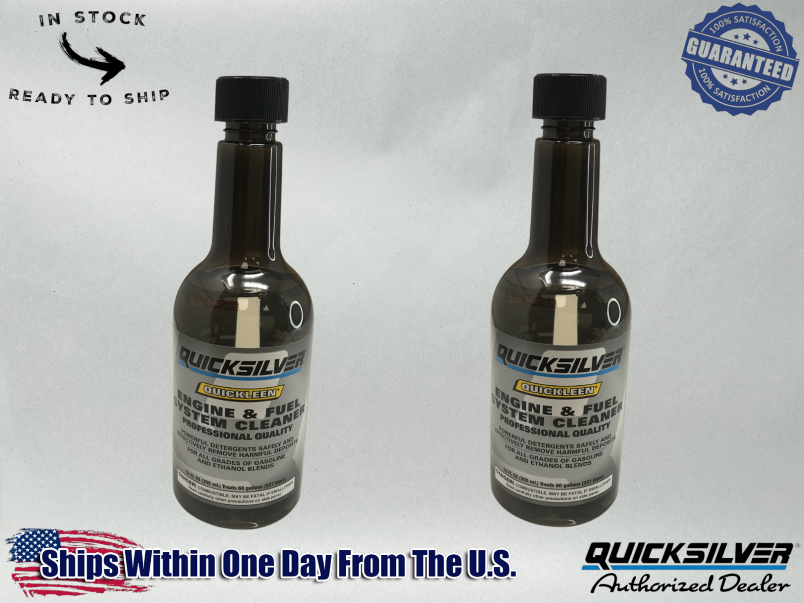 Mercury OEM Quickleen Engine Fuel System Cleaner 12 oz. 92-8M0047921 2 Pack