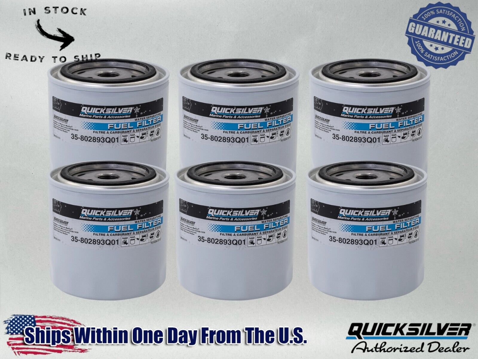 Quicksilver OEM Water Sep Fuel Filter Outboard and MerCruiser 802893Q01-6PACK