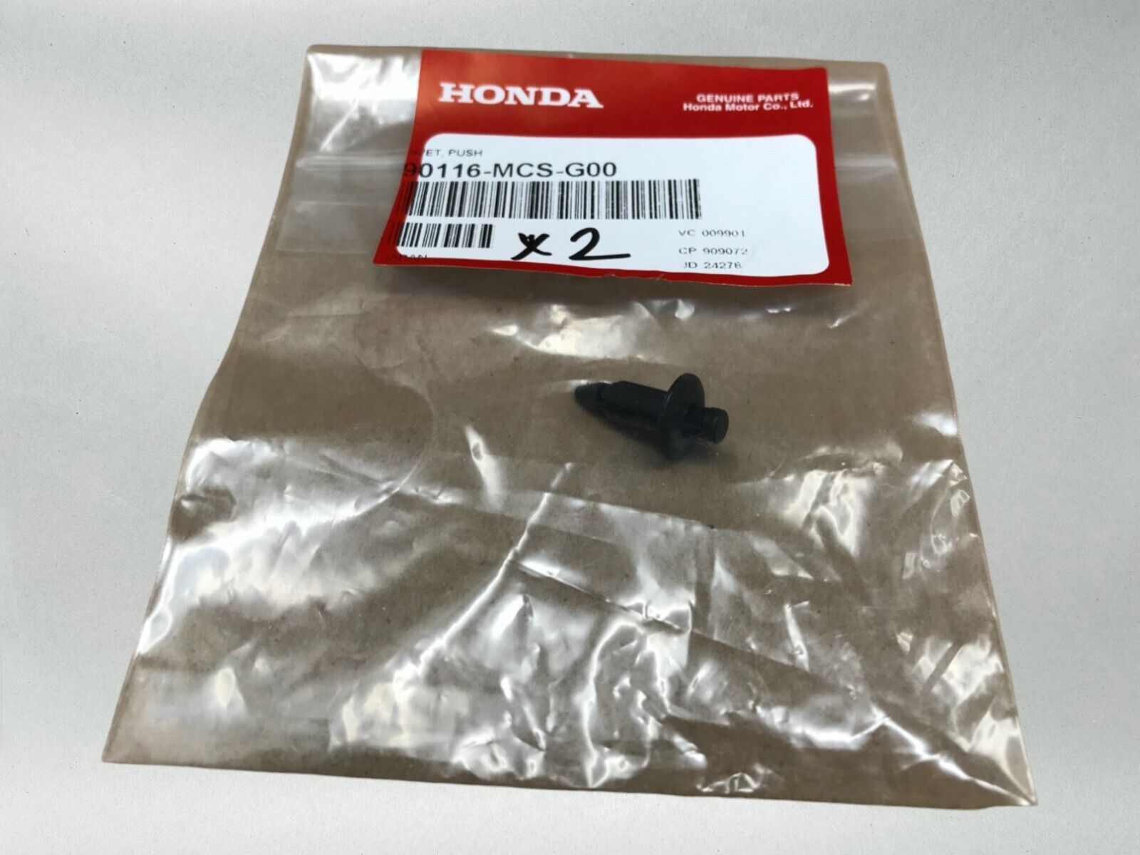 Honda OEM 2 Pack RIVET PUSH 90116-MCS-G00