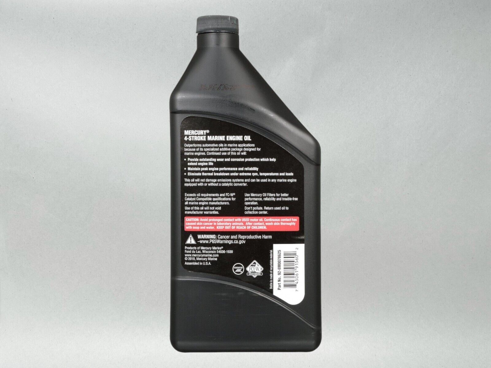 Mercury OEM SAE 10W-30 Mineral 4-Stroke Marine Engine Oil Quart 8M0078625-3PACK