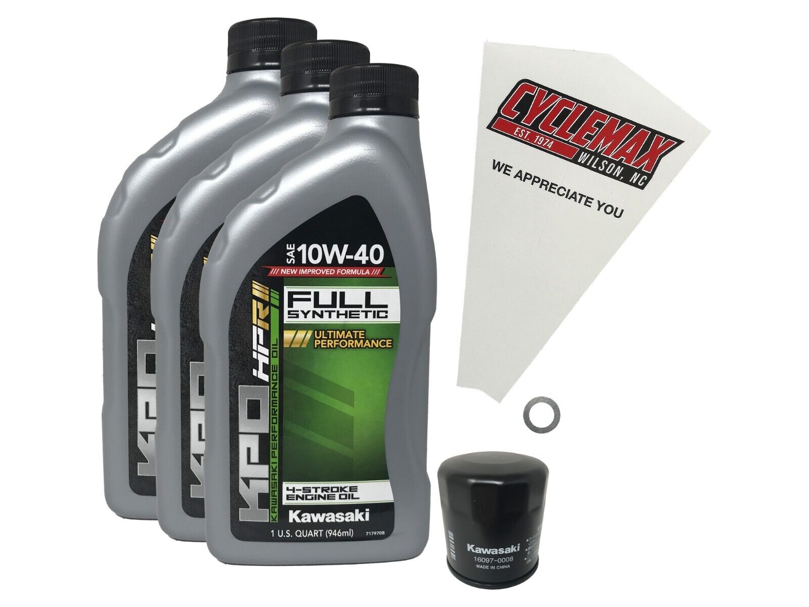 Cyclemax OEM FS 10W-40 Oil Change Kit fits 2017- 2023 Kawasaki Versys X300