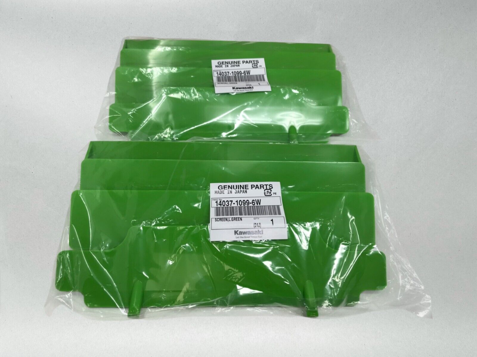 Kawasaki OEM 2 Radiator Shrouds Guards KX125 KX250 KX500 KDX250 14037-1099-6W