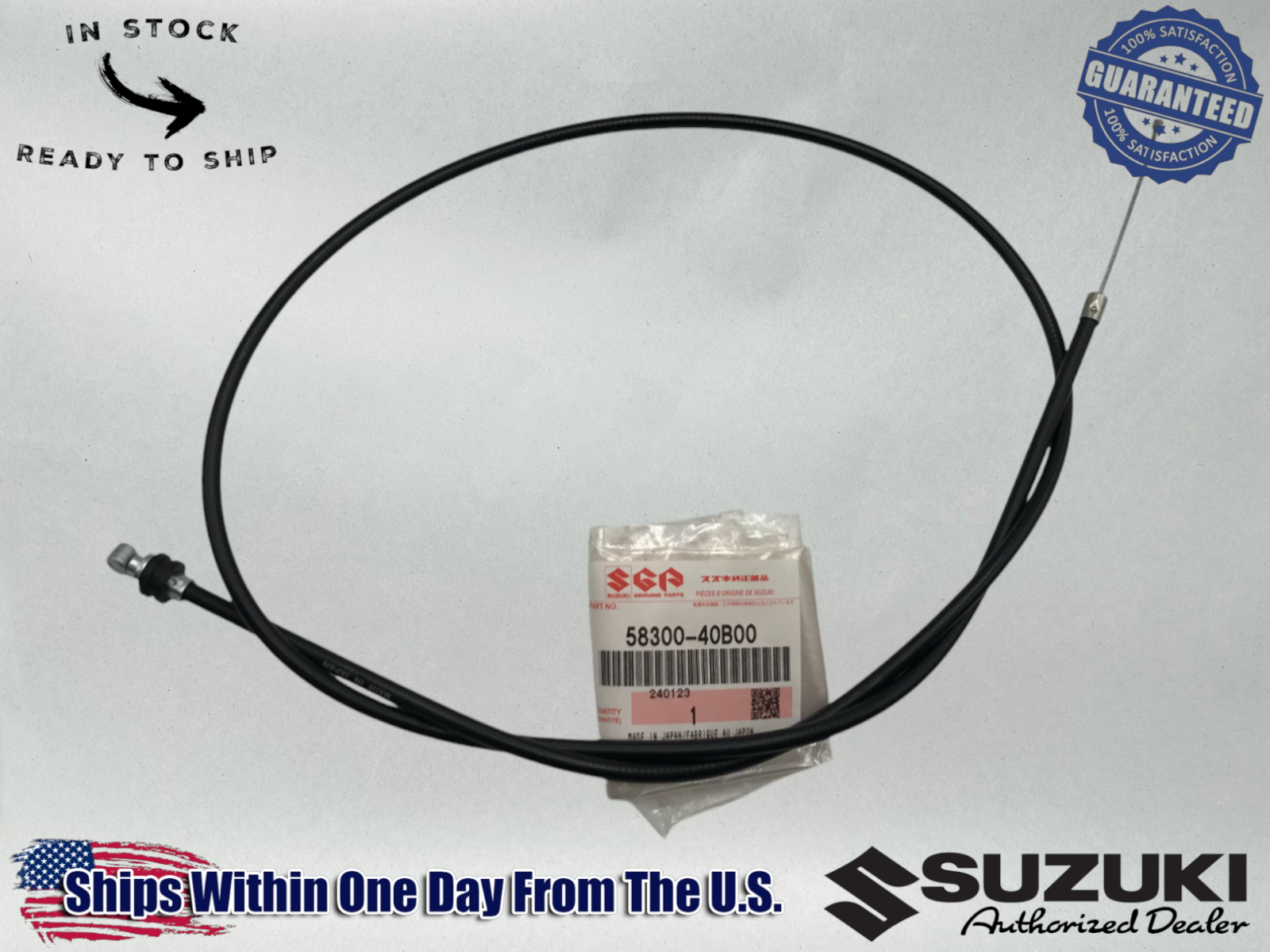 Suzuki Genuine OEM 1987-06 QUADSPORT LT 80 LT80 THROTTLE CABLE ASSY 58300-40B00