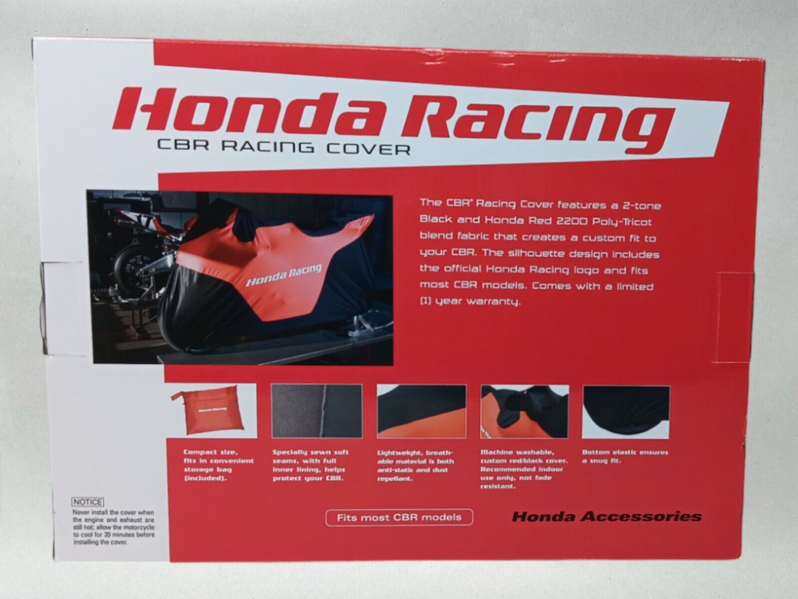 Honda Genuine OEM Authentic Cbr Honda Racing Motorcycle Cover 0SP34-MFJ-200