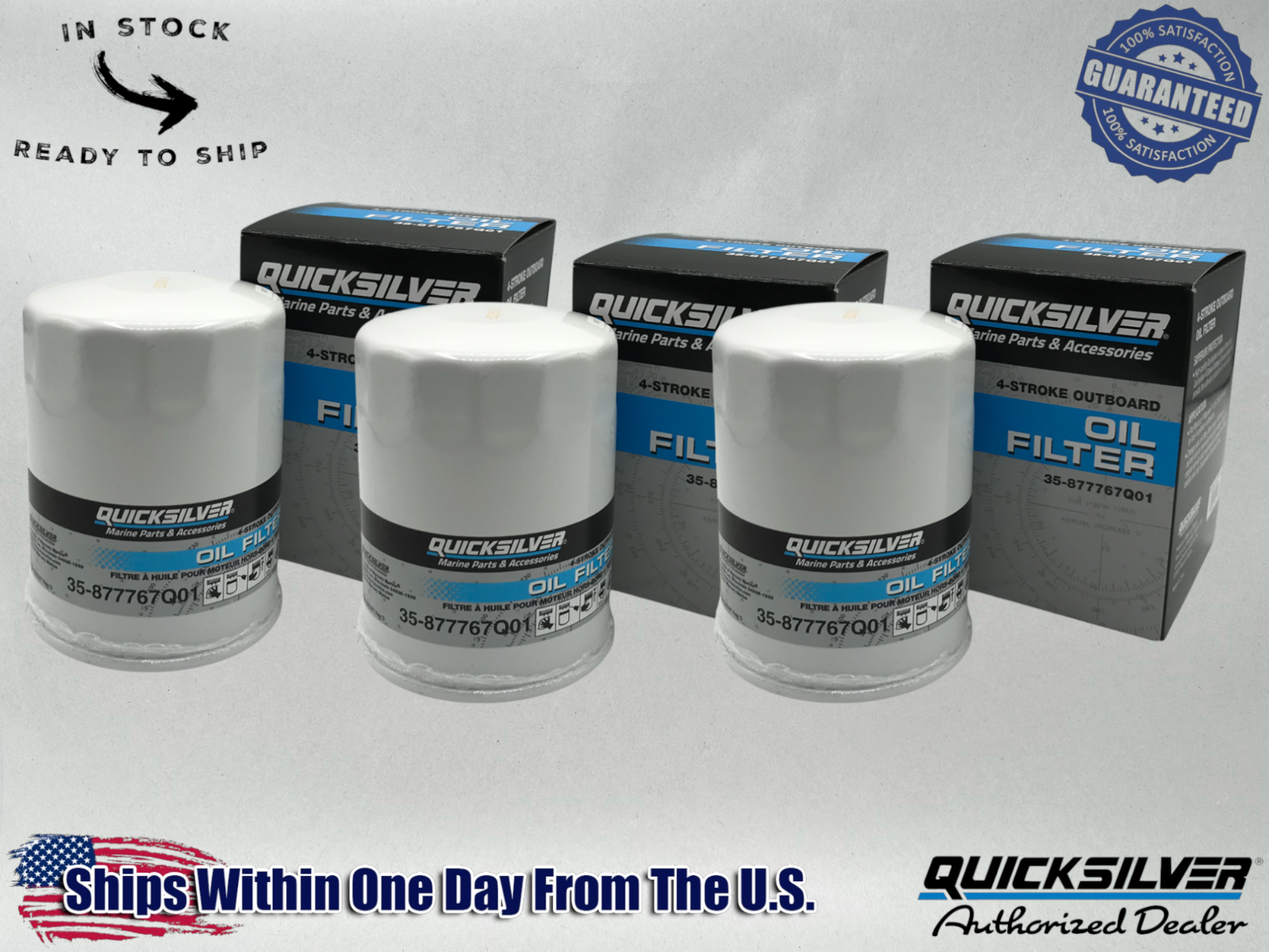 Quicksilver Genuine OEM Authentic Oil Filters 35-977767Q01 3 Pack