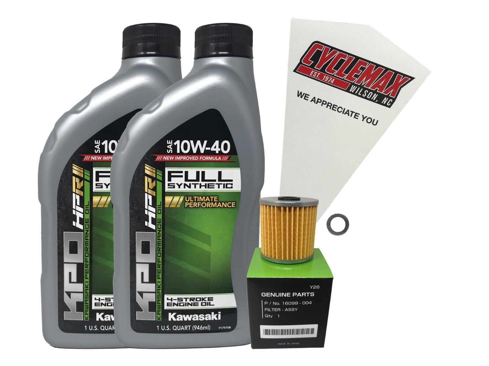 Cyclemax OEM FS 10W-40 Oil Change Kit fits 1988-2005 Kawasaki BAYOU 300