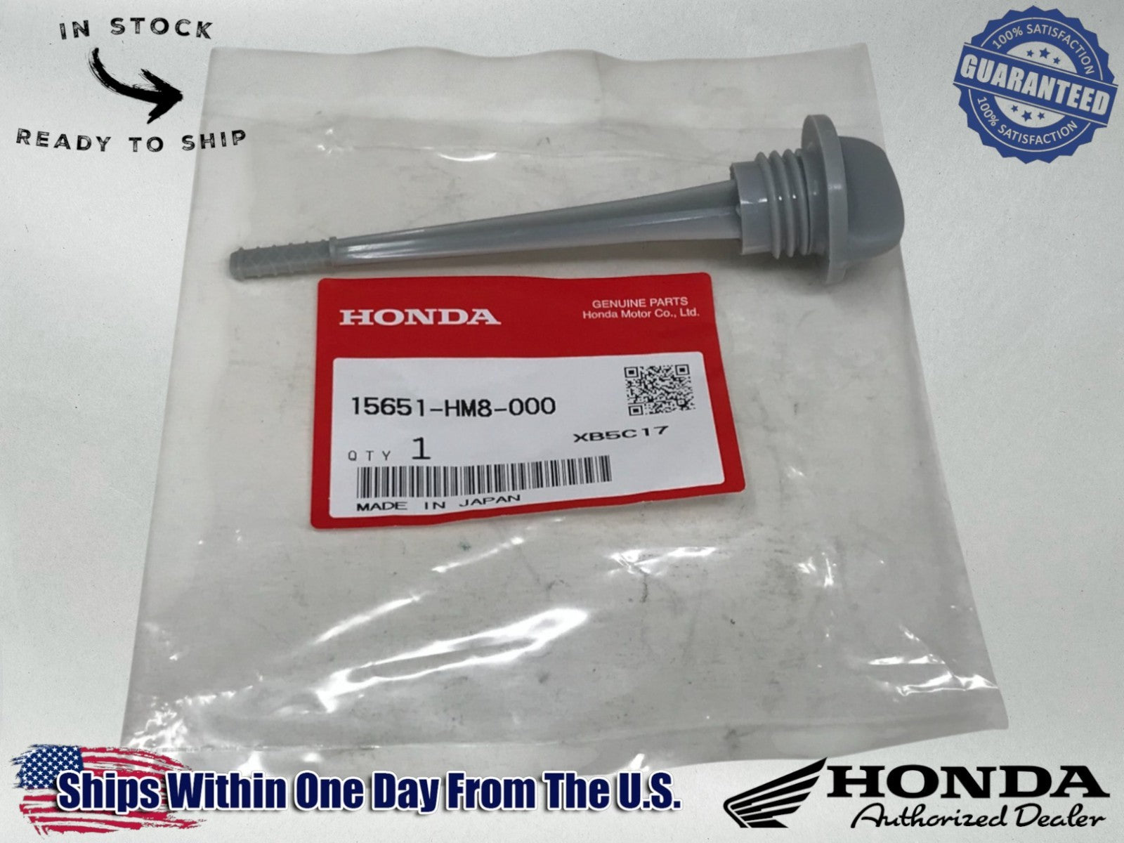 Honda Genuine OEM Authentic Honda DIPSTICK, OIL 15651-HM8-000