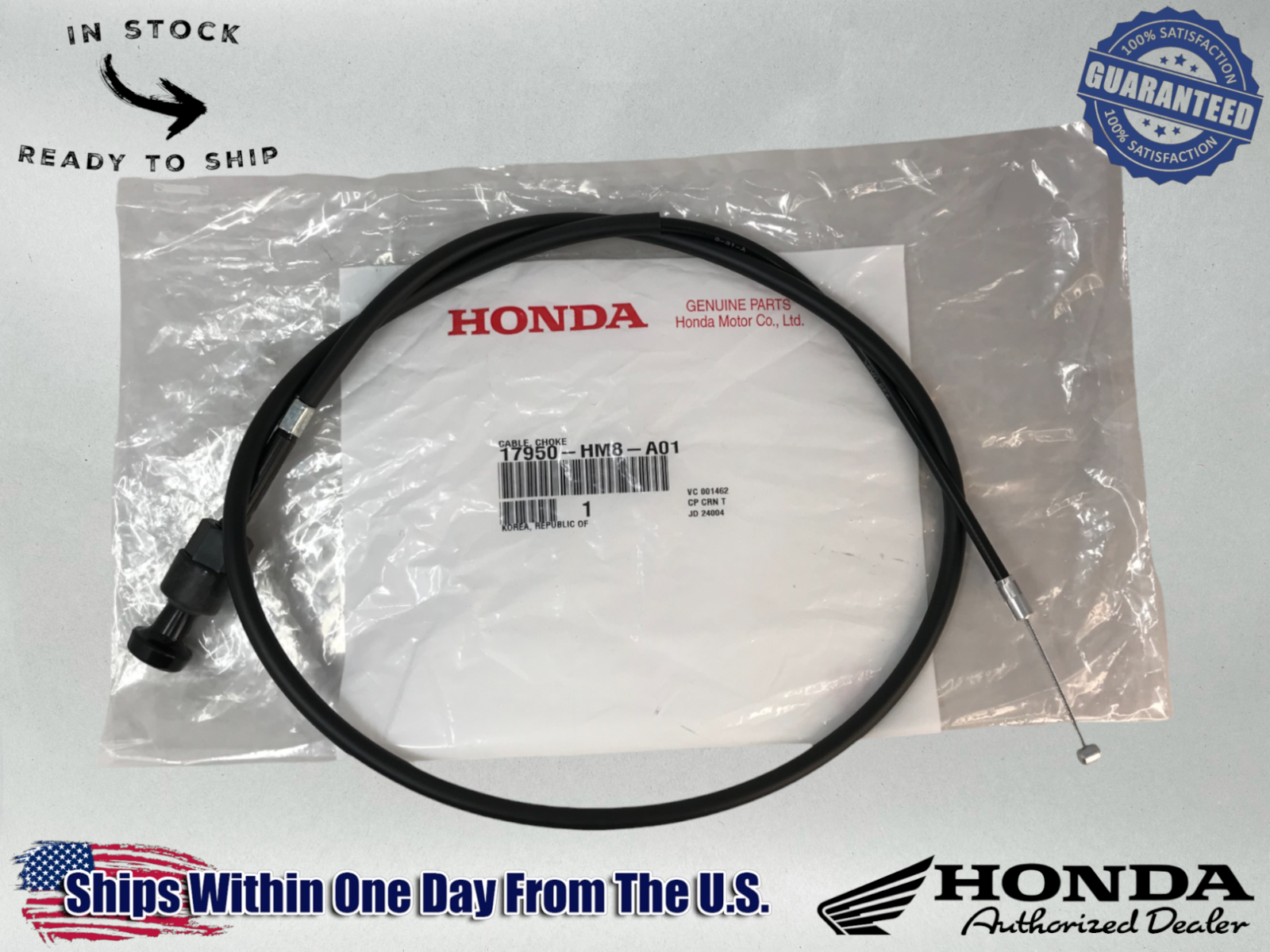 Honda OEM TRX250 TRX250EX Recon Sportrax Choke Cable 97-05 17950-HM8-A01