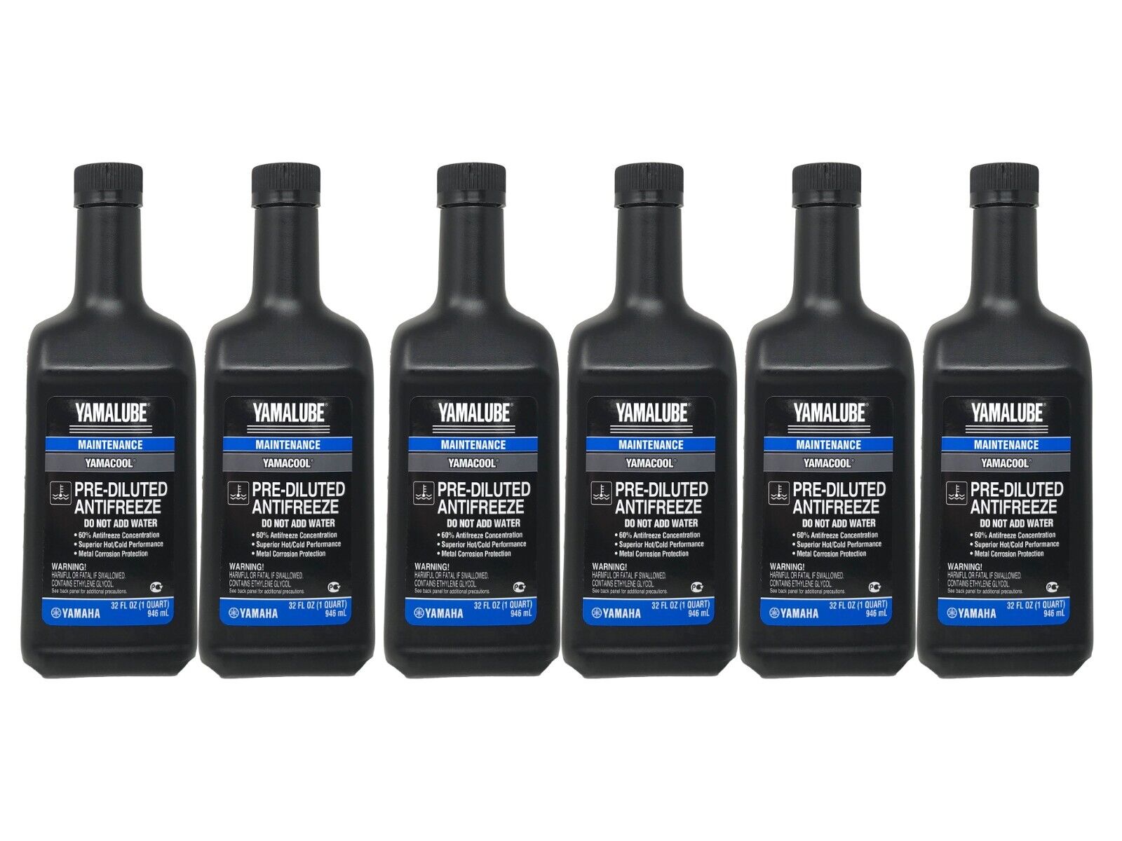 Yamaha Genuine OEM Yamalube Pre-Diluted Anti-Freeze ACC-YAMAC-BL-32 - 6 Pack