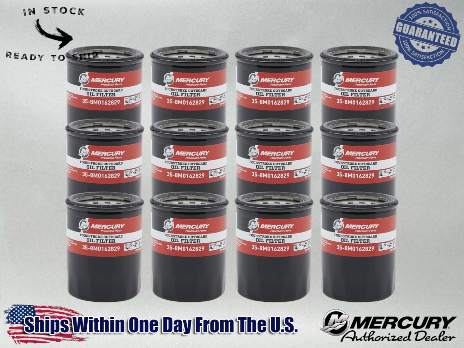 Mercury OEM Outboard Oil Filter for Mercury 25-115hp 8M0162829-12PACK