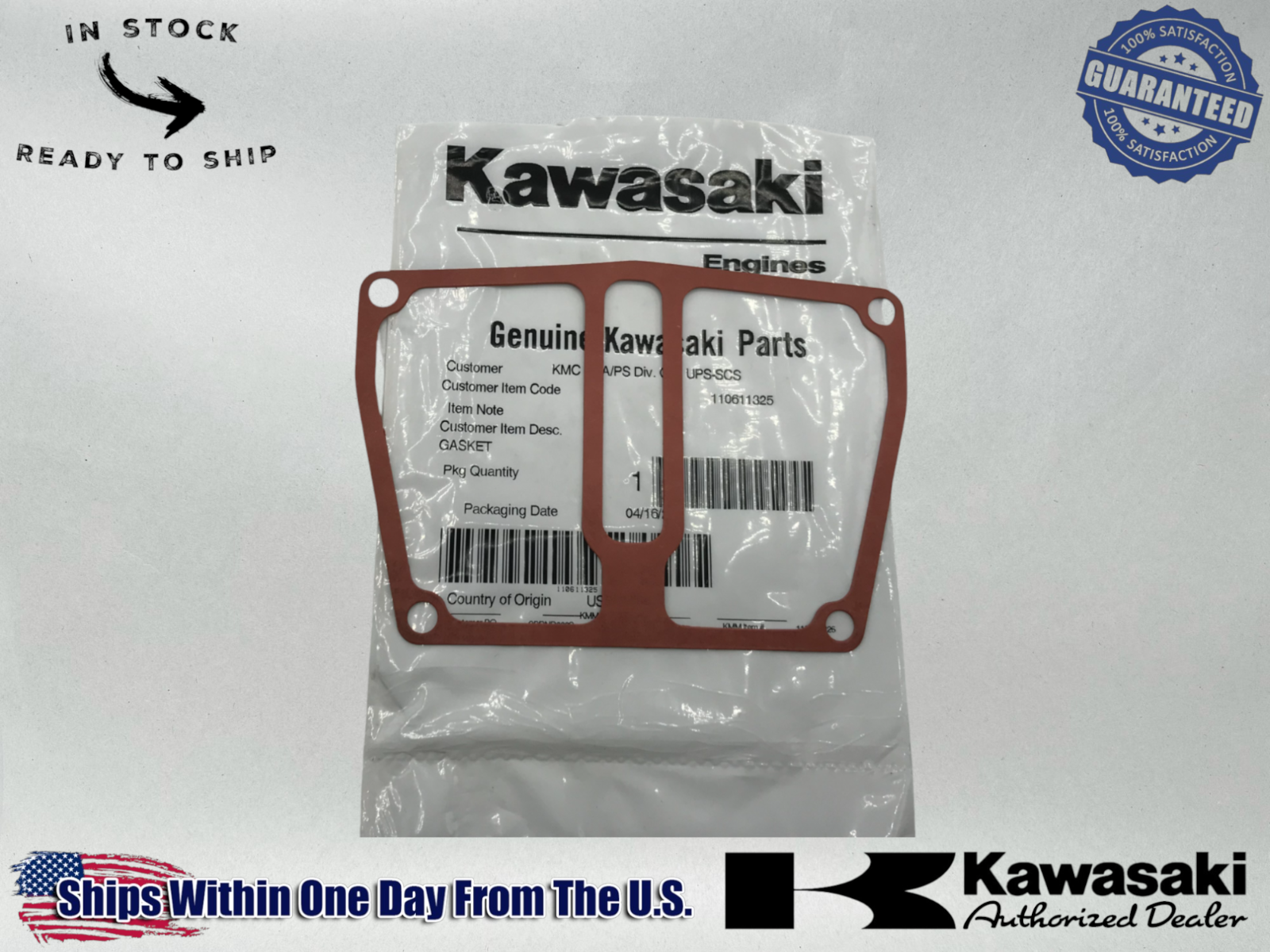 Kawasaki Genuine OEM Rocker Cover Gasket for a Mule KAF400 FJ400 11061-1325