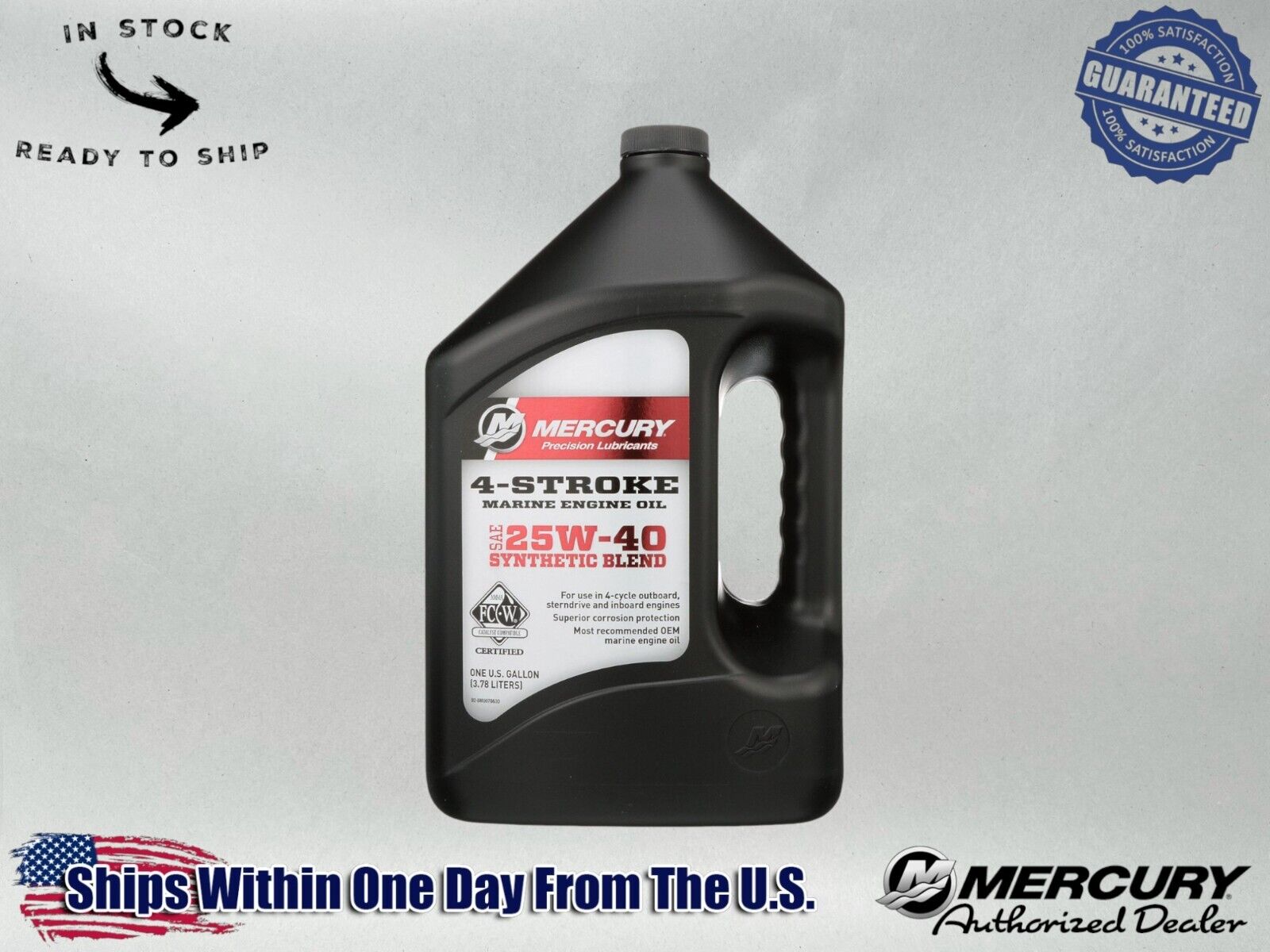 Mercury OEM SAE 25W-40 Synthetic Blend Marine Engine Oil 1 Gallon 8M0078630