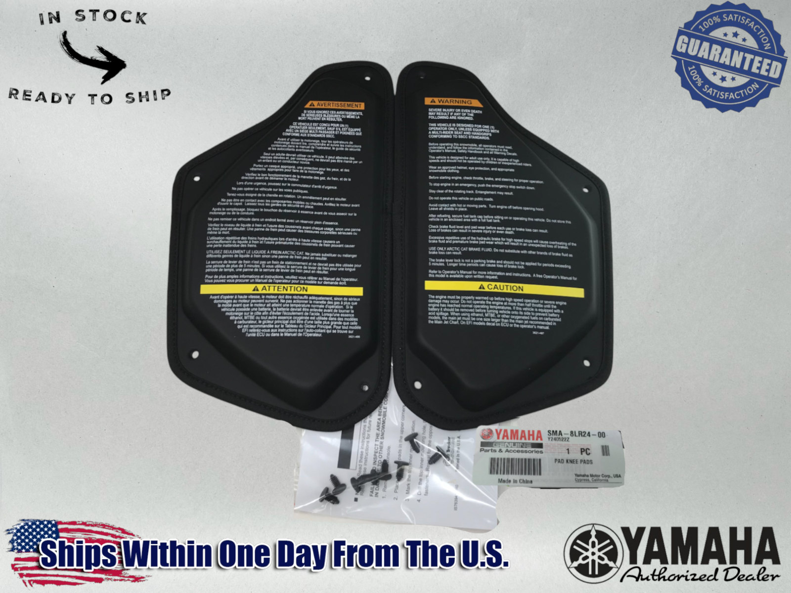Yamaha Genuine OEM Authentic BLACK CONSOLE KNEE PADS SMA-8LR24-00-BK