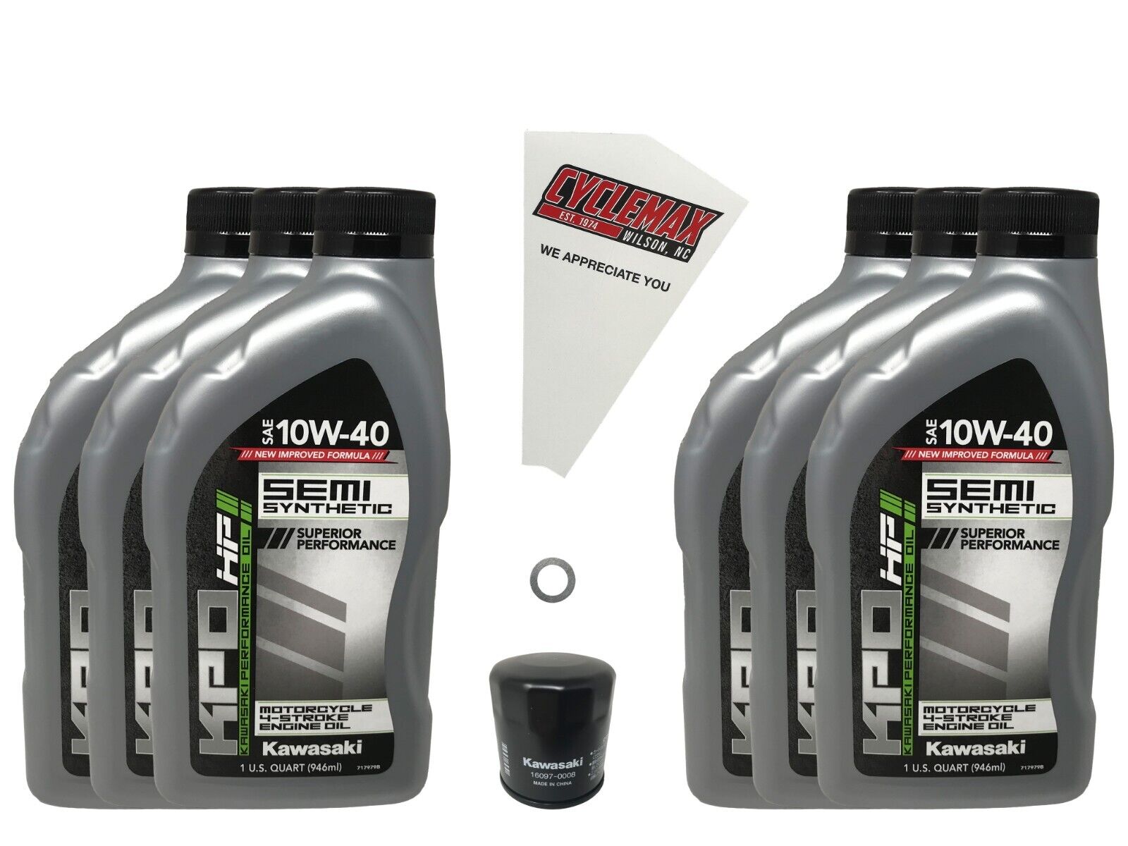Cyclemax OEM SS 10W-40 Oil Change Kit fits 2011-2023 Kawasaki Vulcan 1700