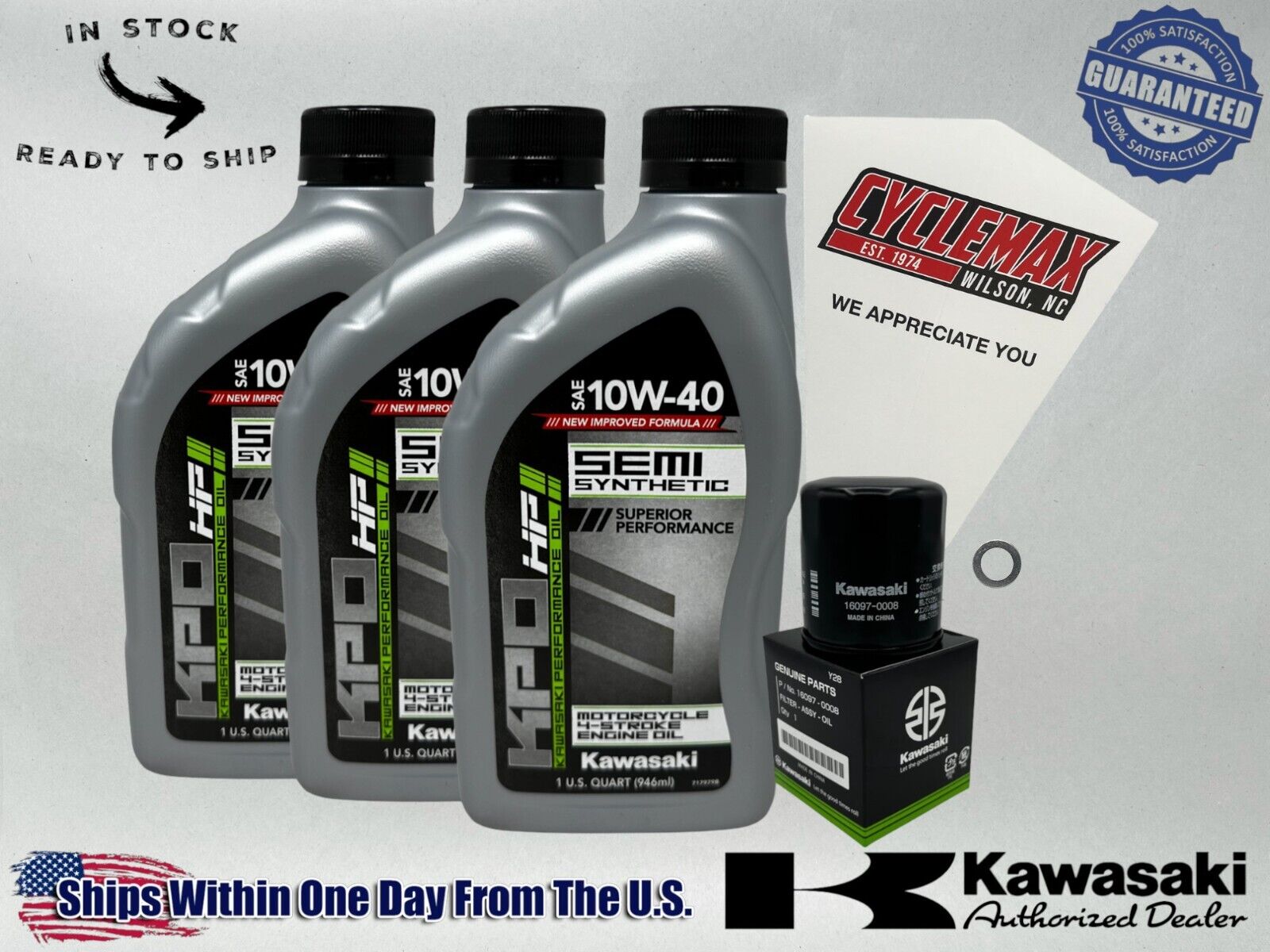 Cyclemax Semi-Synthetic KPO Oil Change Kit fits 2019-2024 Kawasaki Z400