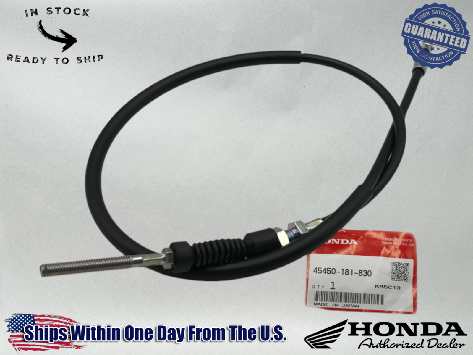Honda Genuine OEM Authentic FT BRAKE CABLE 1986-1999 Z50R 45450-181-830