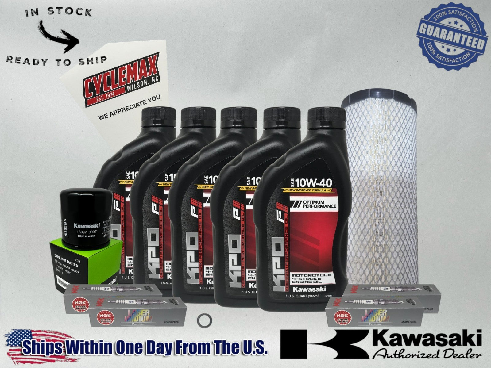 Cyclemax Standard KPO Tune-Up Kit w/ Air Filter & Spark Plugs fits 2026 Kawasaki Teryx H2