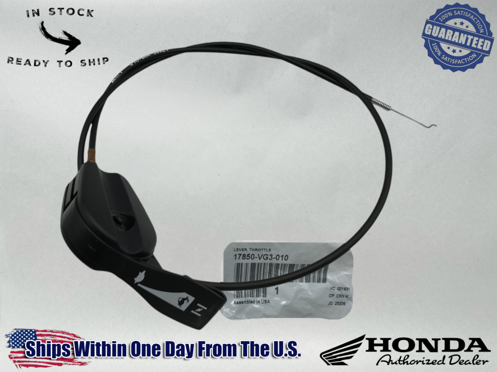 Honda Genuine OEM Throttle Cable Lever Assy HRR216 HRS216 HRT216 17850-VG3-010