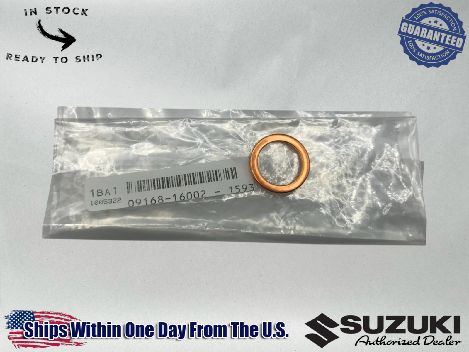 Suzuki Genuine OEM Authentic GASKET 16X22X2 09168-16002