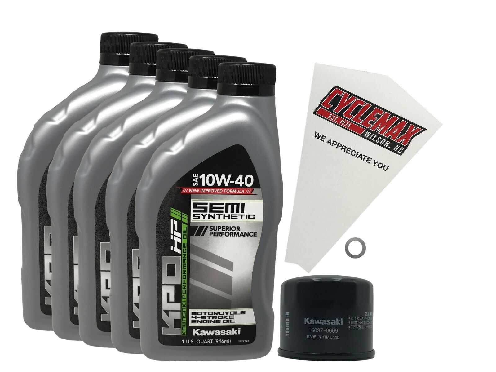Cyclemax OEM SS 10W-40 Oil Change Kit fits 2015-2018 Kawasaki Ninja H2