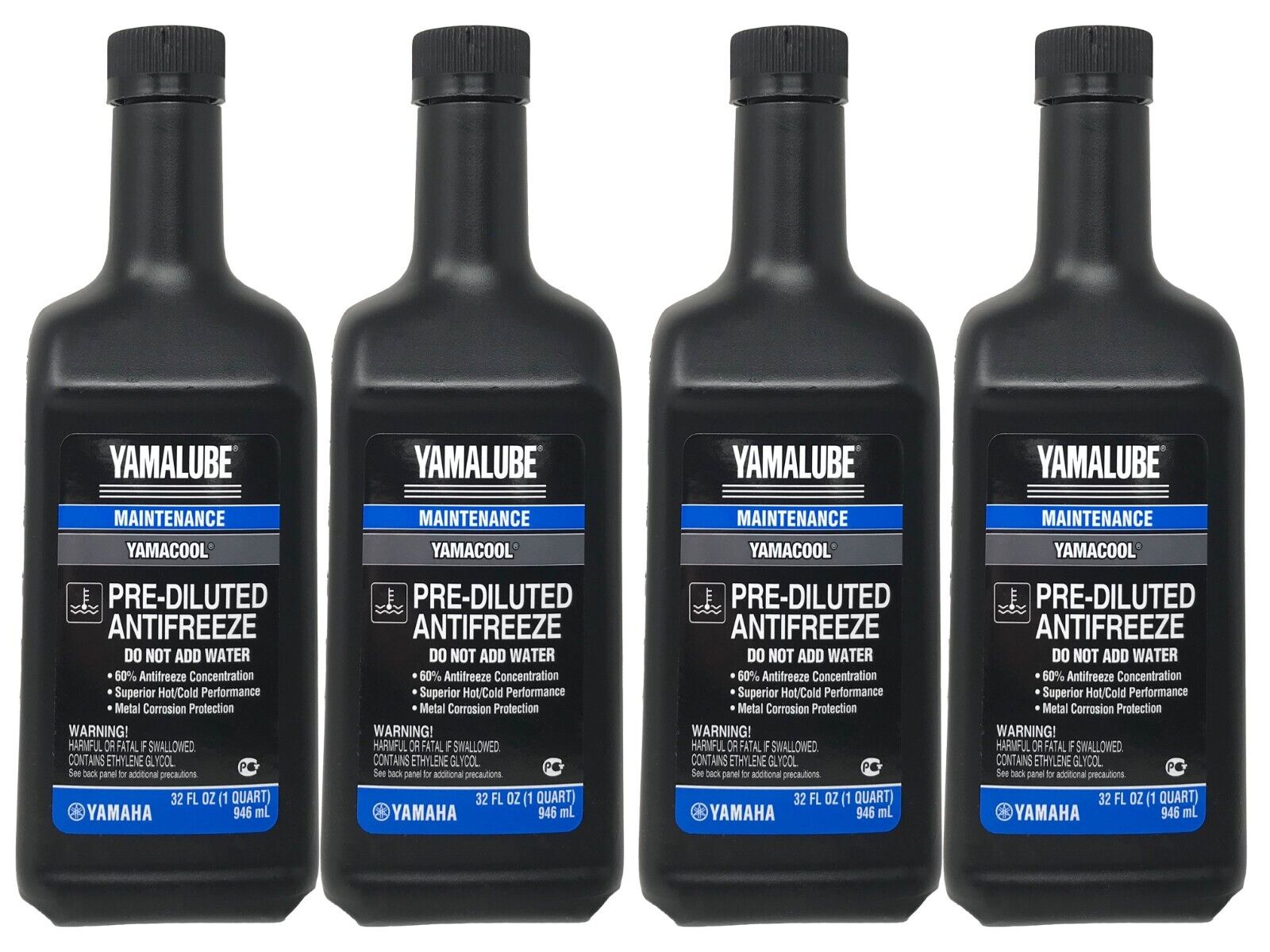 Yamaha Genuine OEM Yamalube Pre-Diluted Anti-Freeze ACC-YAMAC-BL-32 - 4 Pack