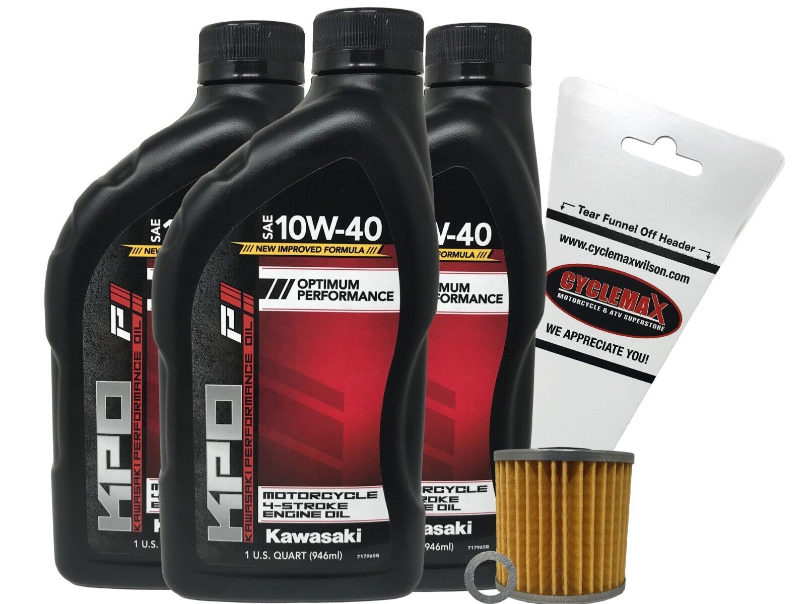 Kawasaki OEM Oil Change Kit for 2009-2022 Kawasaki KLR650 with 10W-40 Oil
