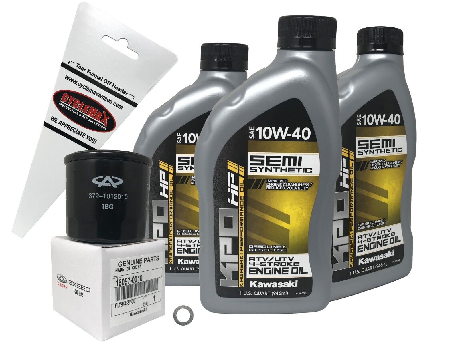 Kawasaki OEM Oil Change Kit for 2015-2018 Kawasaki Mule Pro FX with 10W-40 Oil
