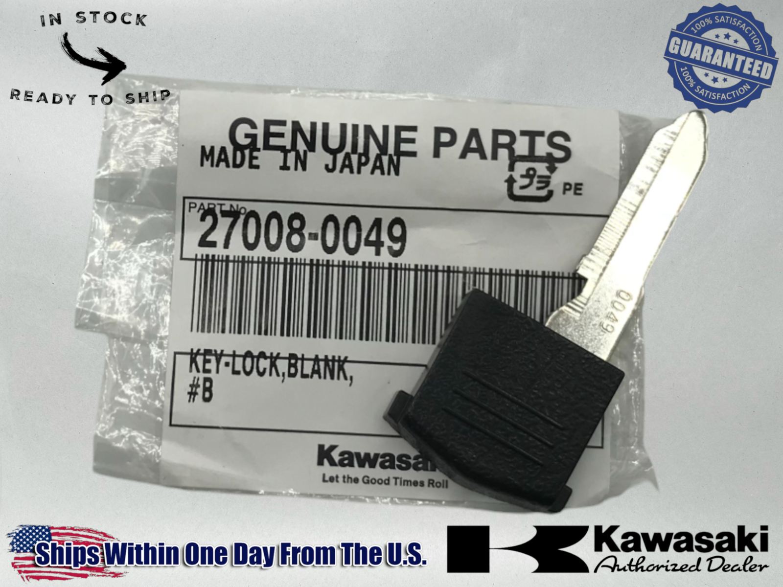 Kawasaki Genuine OEM 2008-22 CONCOURS 14 ABS KEY-LOCK BLANK #B 27008-0049