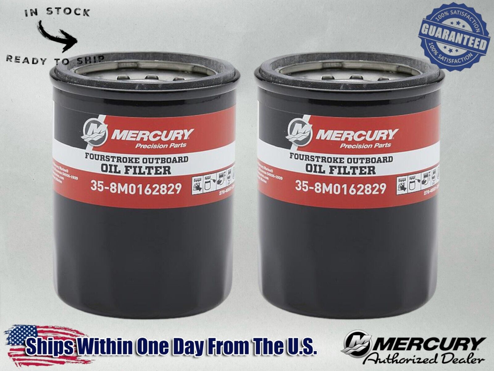Mercury OEM Outboard Oil Filter for Mercury 25-115hp 8M0162829-2PACK