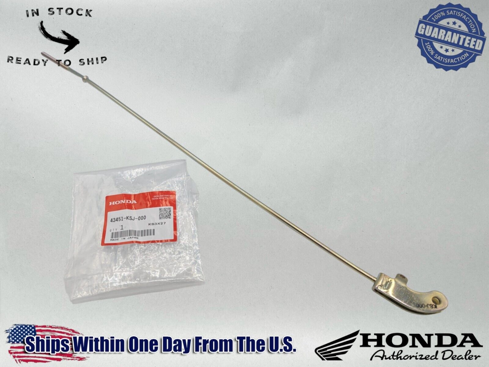 Honda Genuine OEM Authentic Rear Brake Pedal Rod & Spring 43451-KSJ-000