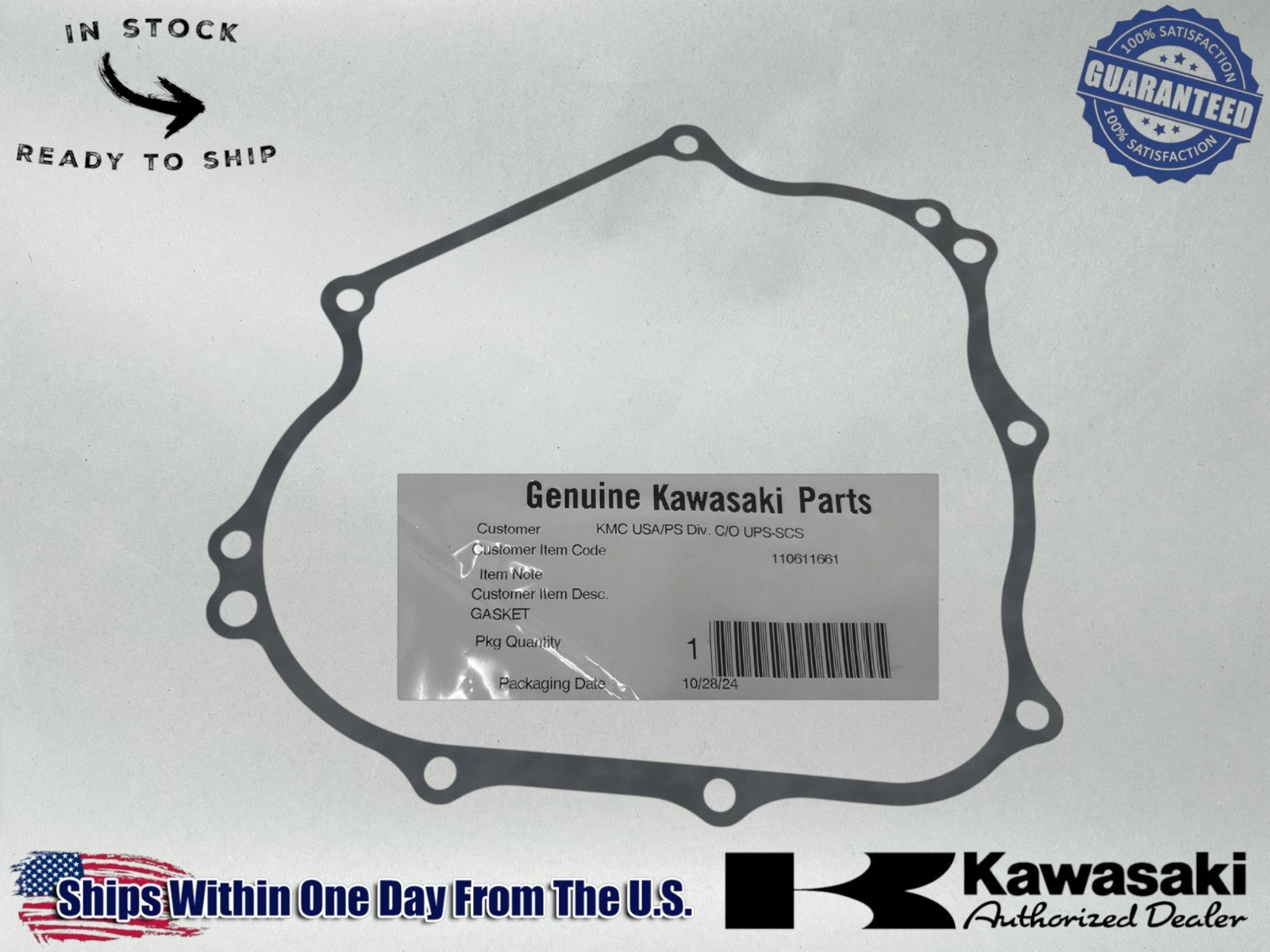 Kawasaki Genuine OEM Authentic GASKET,COVER-CRANKCAS 11061-1661