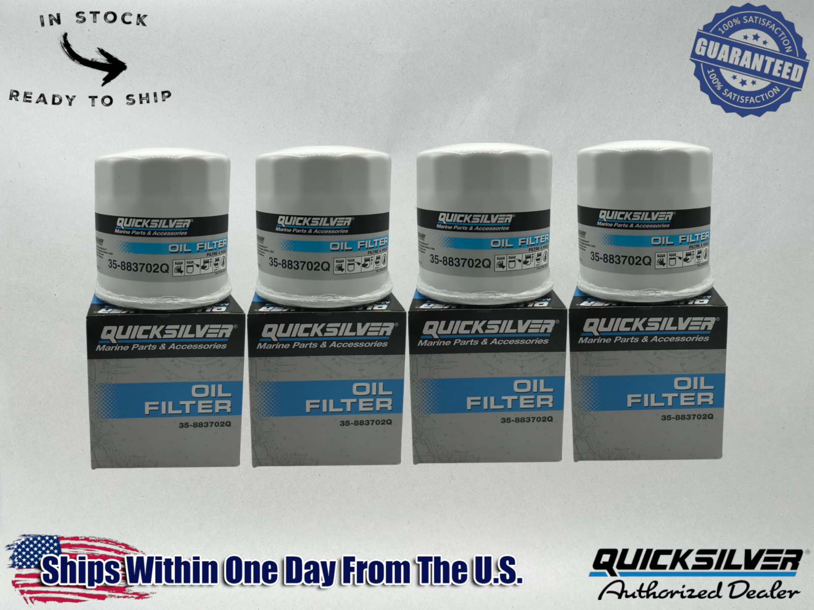 Quicksilver Genuine OEM Authentic Oil Filters 35-883702Q 4 Pack