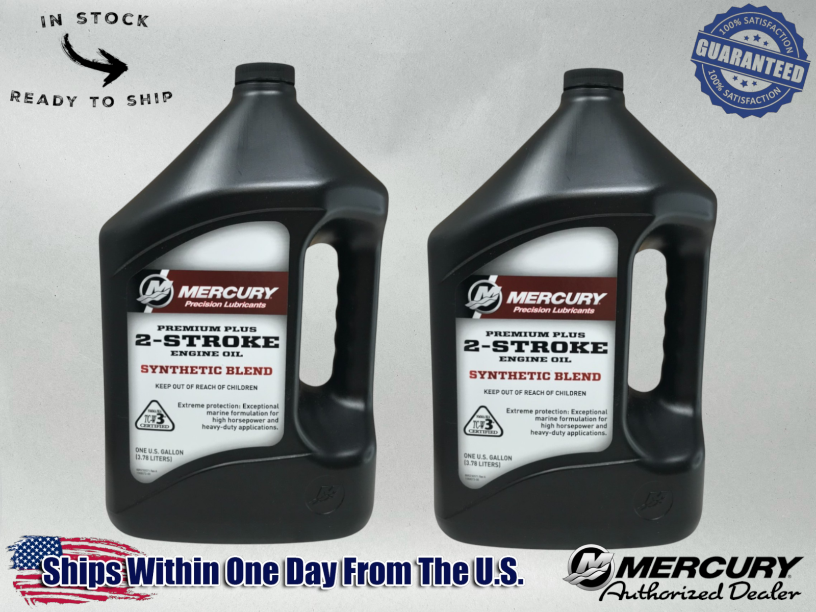 Mercury OEM TCW3 SS Premium Plus 2 Stroke Oil Gallons 92-858027K01 2 Pack