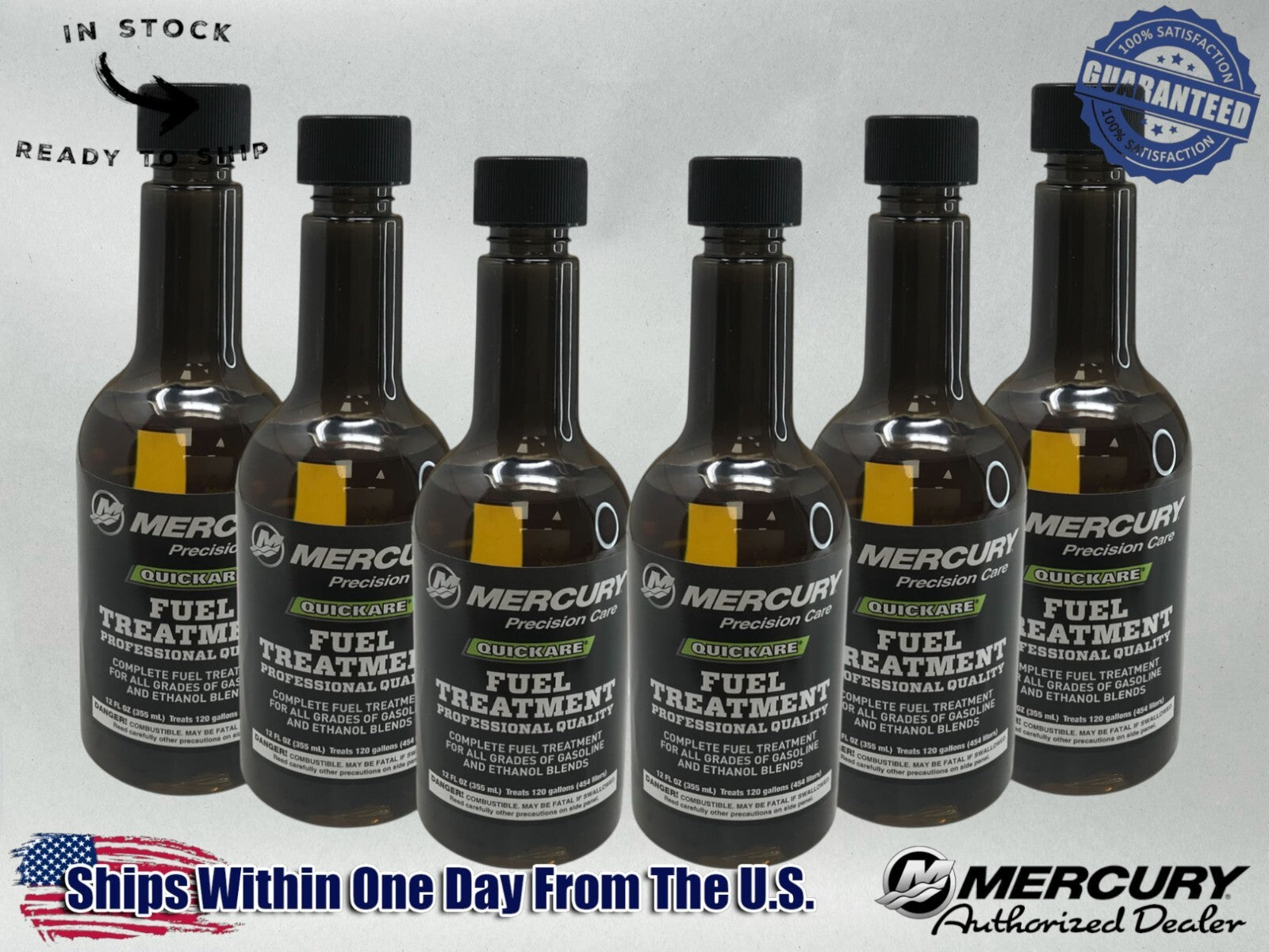 Mercury Genuine OEM Authentic Quickare Fuel Treatment 12 oz 92-8M0047930 6 Pack
