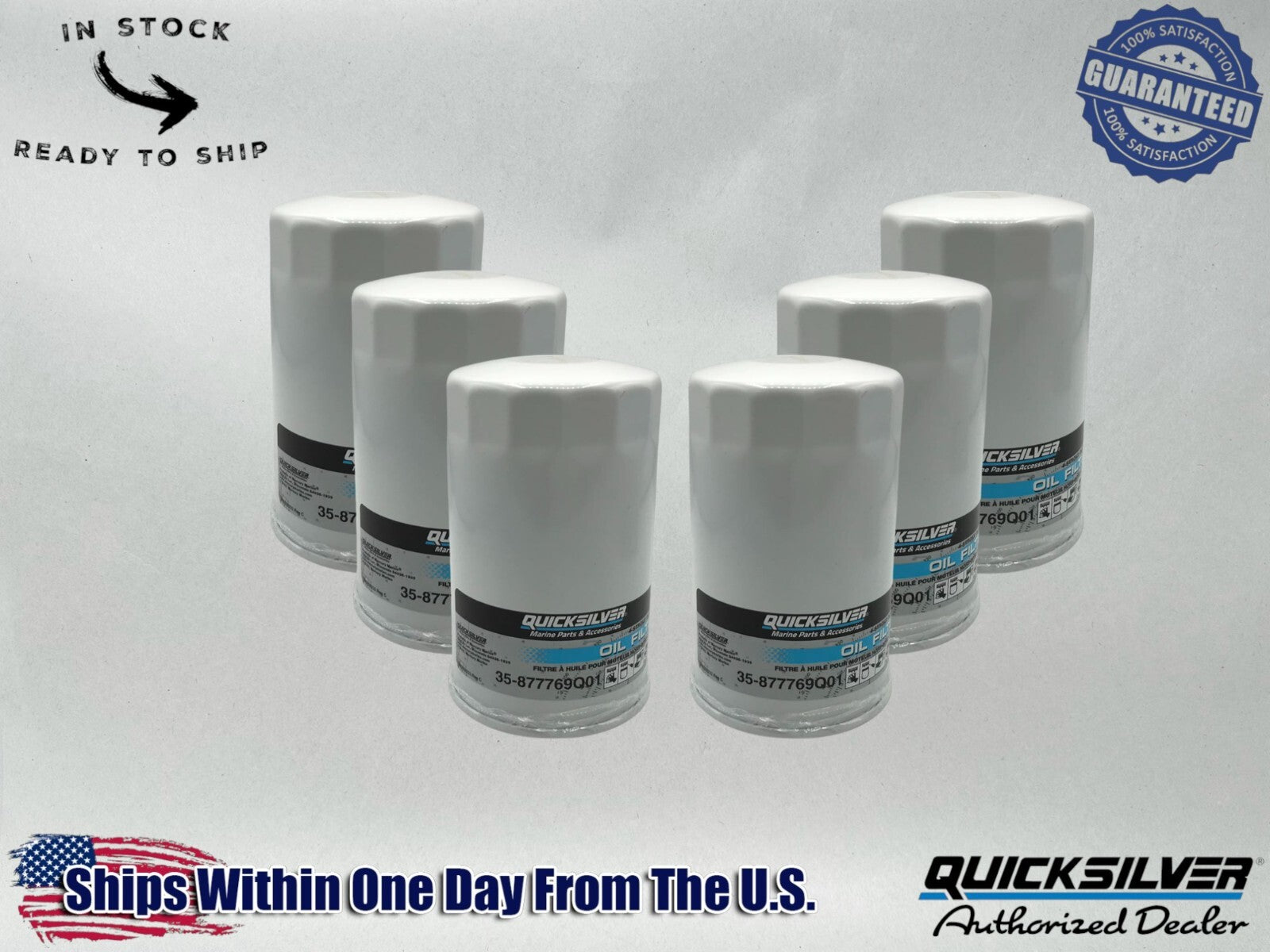 Quicksilver Genuine OEM Authentic Oil Filters 35-877769Q01 6 Pack