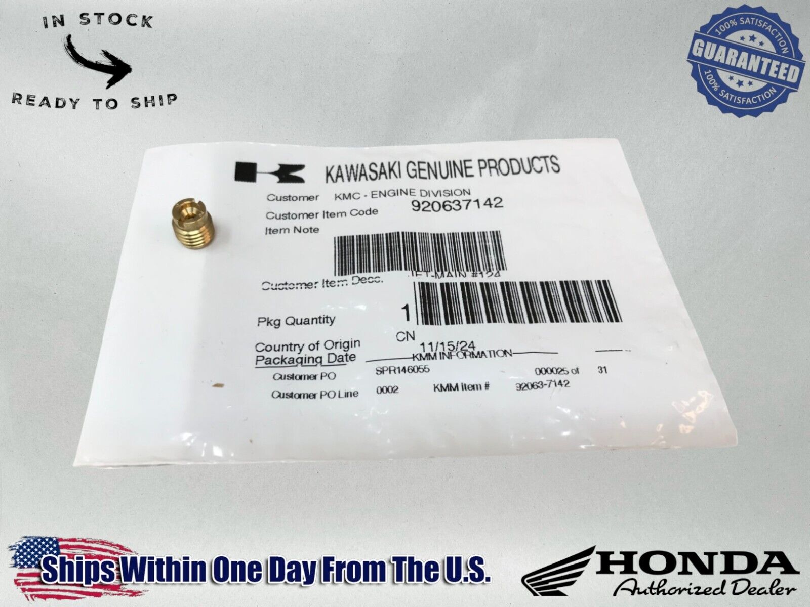 Kawasaki Genuine OEM Authentic JET-MAIN#124 92063-7142 1