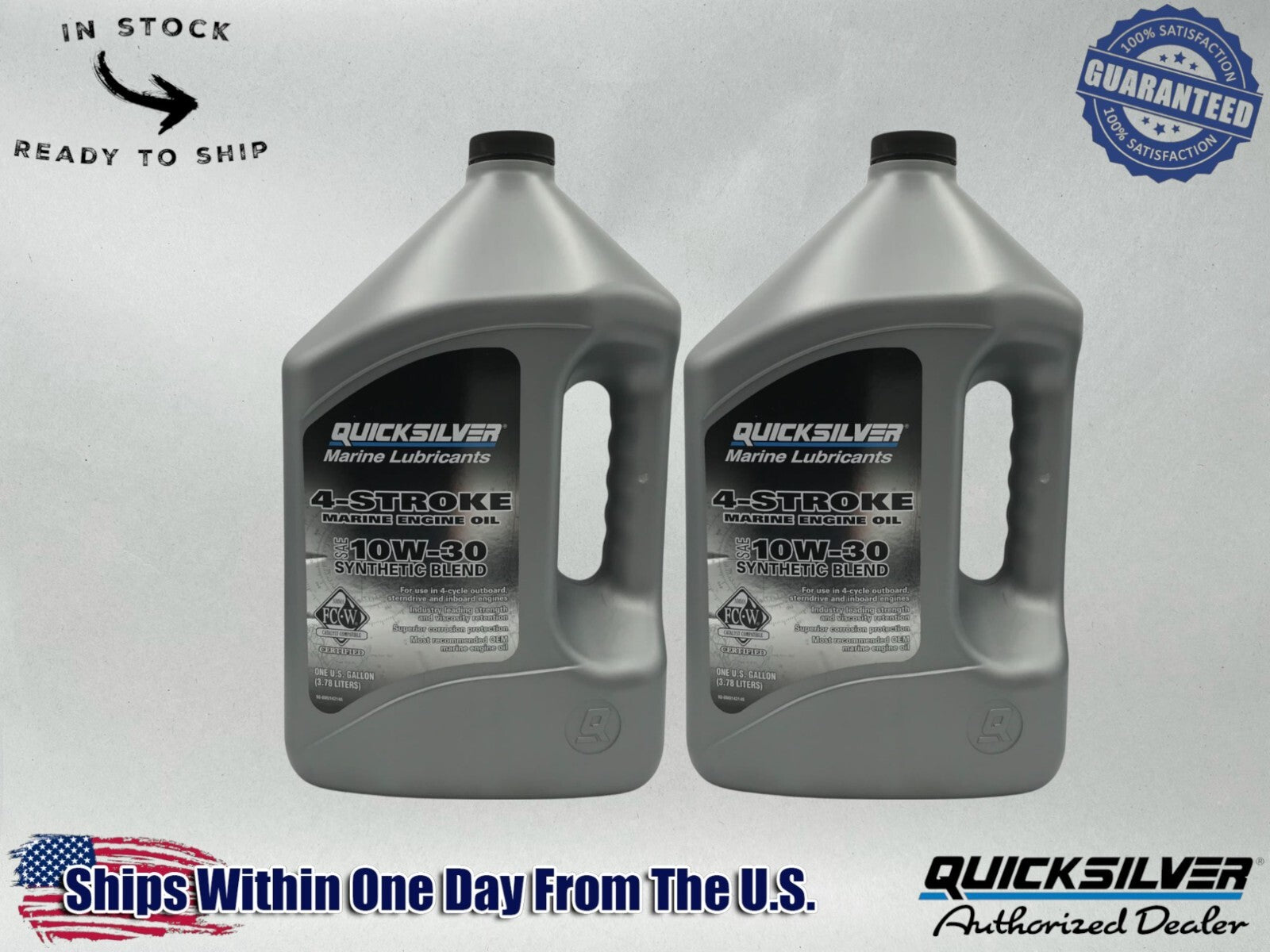 Quicksilver OEM Semi Synthetic 10W30 Marine Oil Gallons 92-8M0142146 2 Pack